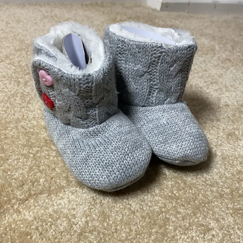 Girl Gray faux-fur Lined Booties 6-12month